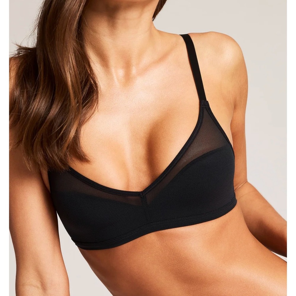 Negative Underwear Sieve Stealth Non-Wire Bra in Black Mesh sz 5
